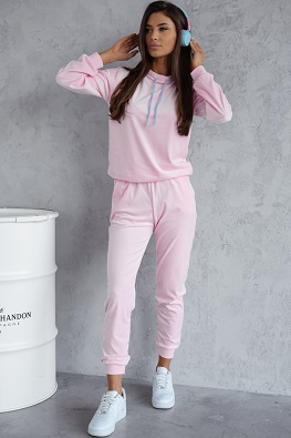Damski dres welurowy bluza ze stójką 510 - różowy
