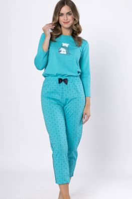 Piżama damska 7/8 z uroczym misiem Leveza ADELA 1648