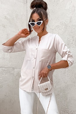 Elegancka bluzka damska z guzikami 713 - beżowy