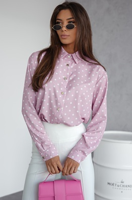 Koszula damska o klasycznym kroju w groszki 82185B