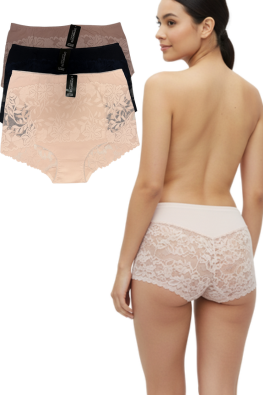 Bawełniane figi damskie koronkowe 8190 - beżowy