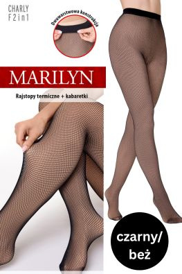 Termiczne rajstopy kabaretki MARILYN CHARLY F2w1 czarny/beż