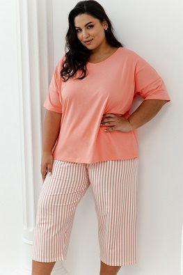 Piżama damska z krótkim rękawem i spodenkami w paski TARO ELOISE 3375 XXL-3XL