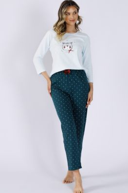 Bawełniana piżama damska z efektownym nadrukiem Leveza NIDA 1477