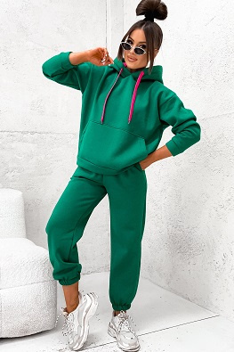 Dres damski bawełniany ocieplany 82143 - zielony