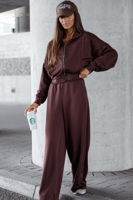 Dres damski z delikatnej wiskozy bluza oversize spodnie z szeroką nogawką 821109