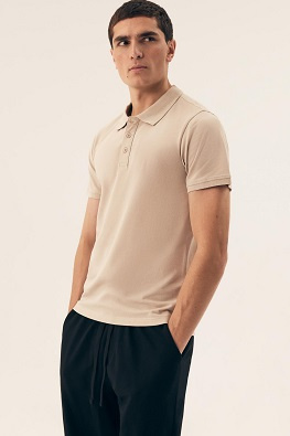 Beżowa koszulka męska POLO HENDERSON 43025 MILE