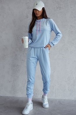 Damski dres welurowy bluza ze stójką 510 - niebieski