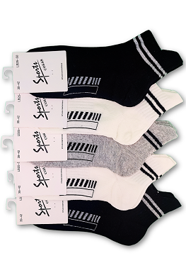 Sportowe skarpetki damskie z dwoma paskami - 5 par