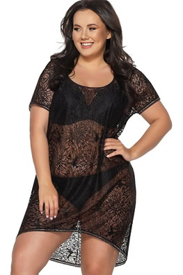 Czarna sukienka plażowa maskująca ciało AVA SP22